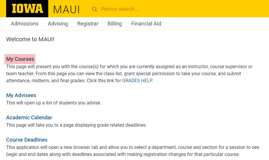 Special Permission Management Instructors MAUI Help The